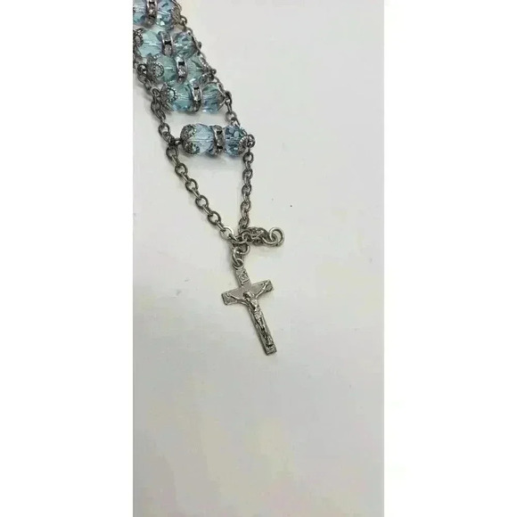 Vintage Ladder Bracelet 925 Sterling Silver Blue Crystal Clear Rhinestone Wide - Picture 7 of 12